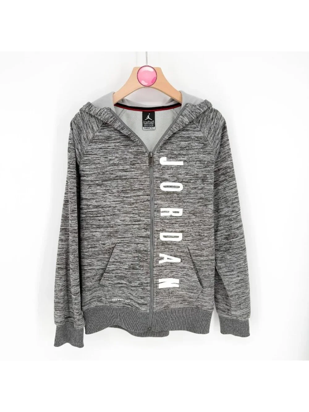 Nike Air Jordan Therma-Fit Youth Size XLarge Zip up Hoodie Sweatshirt Gray